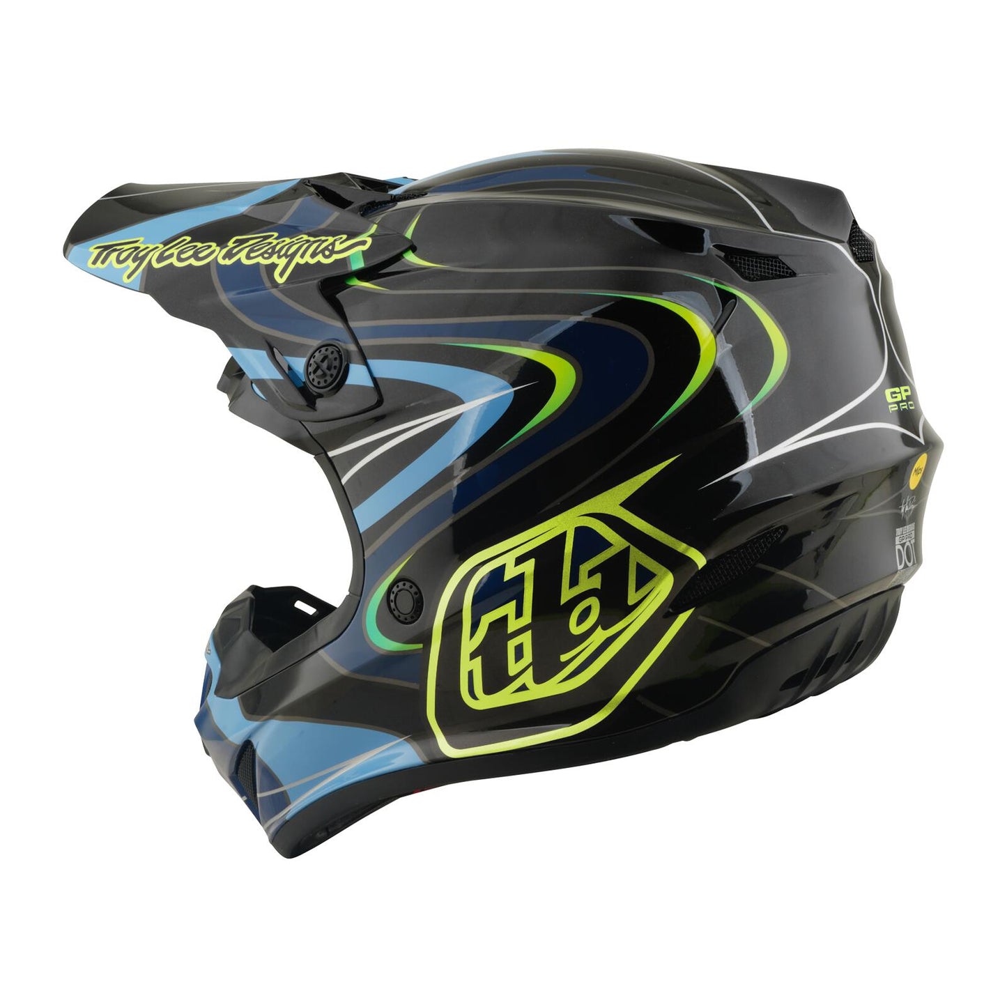 Troy Lee Designs 26.2 Youth SE4 GP Pro MIPS Helmet - Pulse Black / Flo Yellow