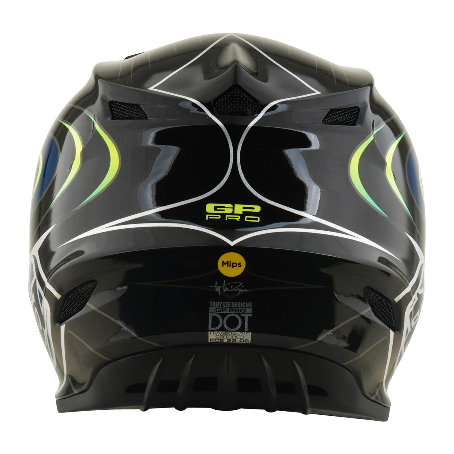 Troy Lee Designs 26.2 Youth SE4 GP Pro MIPS Helmet - Pulse Black / Flo Yellow