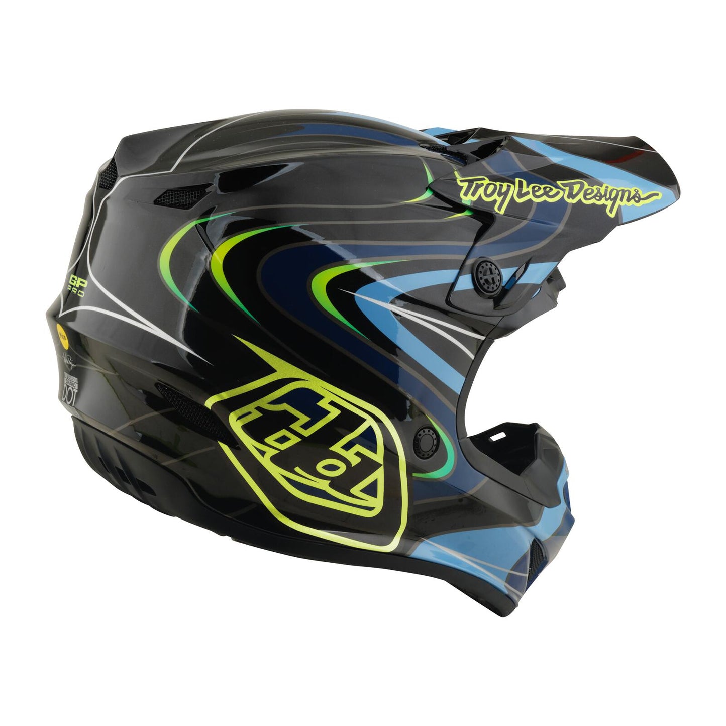 Troy Lee Designs 26.2 Youth SE4 GP Pro MIPS Helmet - Pulse Black / Flo Yellow