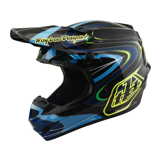Troy Lee Designs 26.2 Youth SE4 GP Pro MIPS Helmet - Pulse Black / Flo Yellow