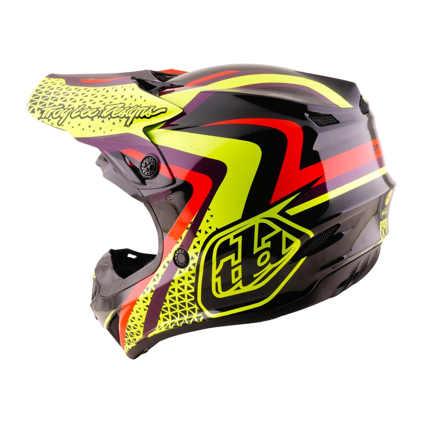 Troy Lee Designs 26.2 Youth SE4 GP Pro MIPS Helmet - Slides Black / Yellow