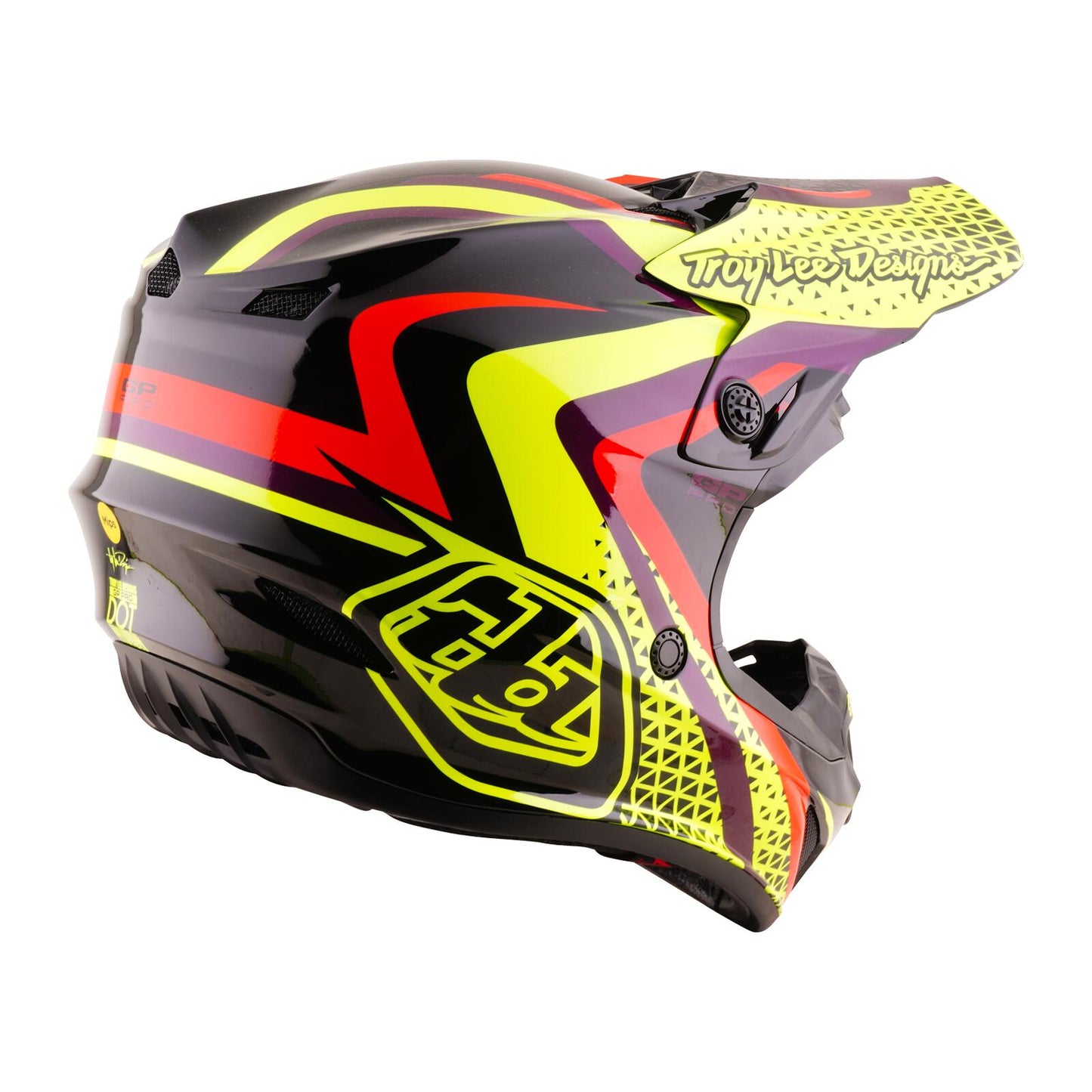 Troy Lee Designs 26.2 Youth SE4 GP Pro MIPS Helmet - Slides Black / Yellow