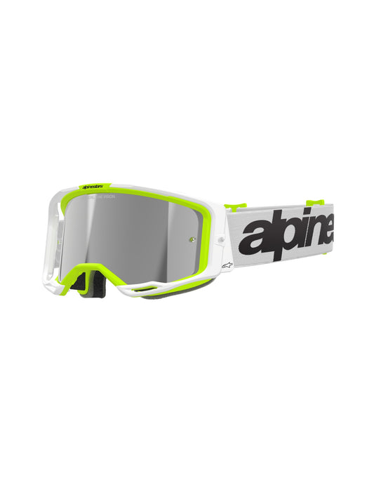 ALPINESTARS VISION 8 WOODMARK GOGGLES - WHITE YELLOW FLUO MIRROR SILVER