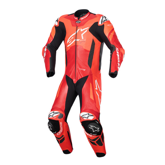 ALPINESTARS GP PLUS V4 SPRINT 1PC LEATHER SUIT - FLURO RED MID RED WHITE