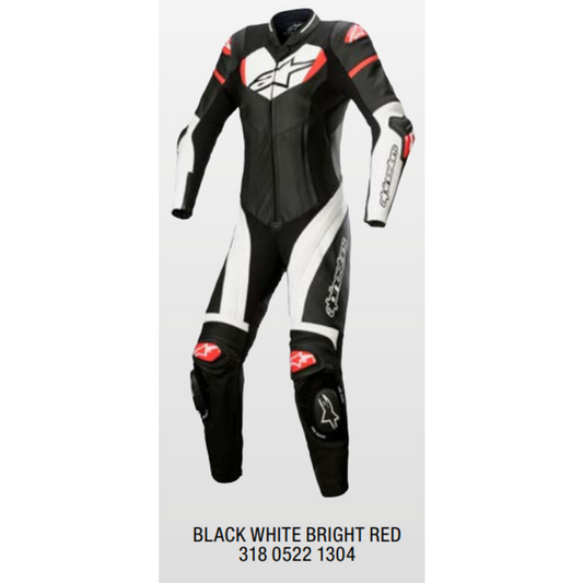 ALPINESTARS WOMENS GP PLUS 1PC LEATHER SUIT - BLACK WHITE BRIGHT RED