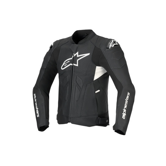 ALPINESTARS DUSK AIRFLOW LEATHER JACKET - BLACK WHITE