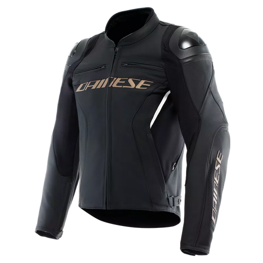 DAINESE RACING 4 LEATHER JACKET - BLACK/TIBETAN-PLATINUM/WHITE