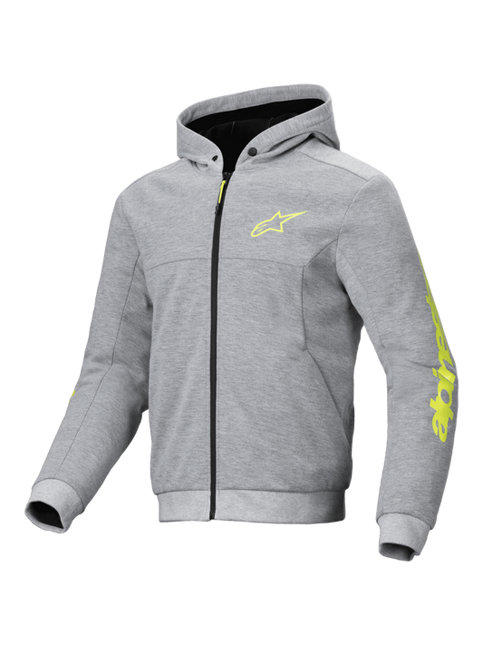 ALPINESTARS CHROME V2 SPORT HOODIE - GREY HEATHER FLURO-YELLOW