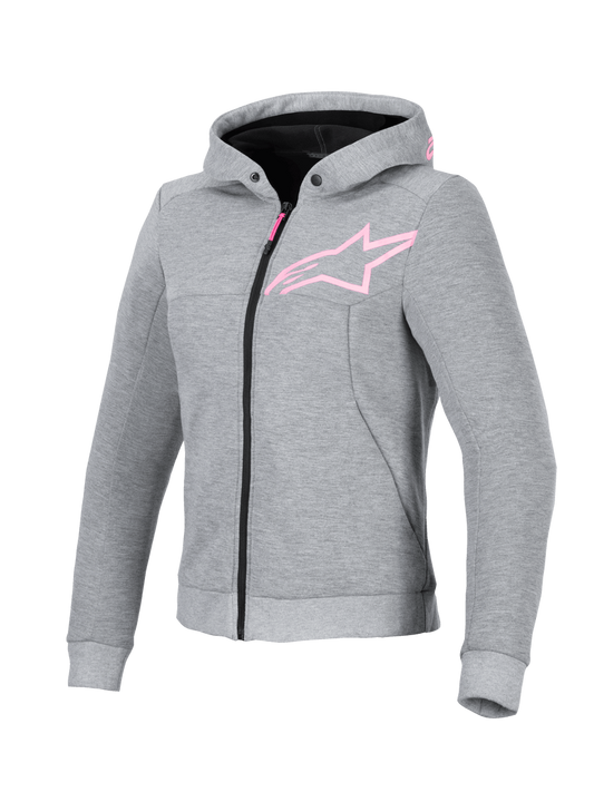 ALPINESTARS WOMENS CHROME V2 SPORT HOODIE - GREY HEATHER FLURO-PINK