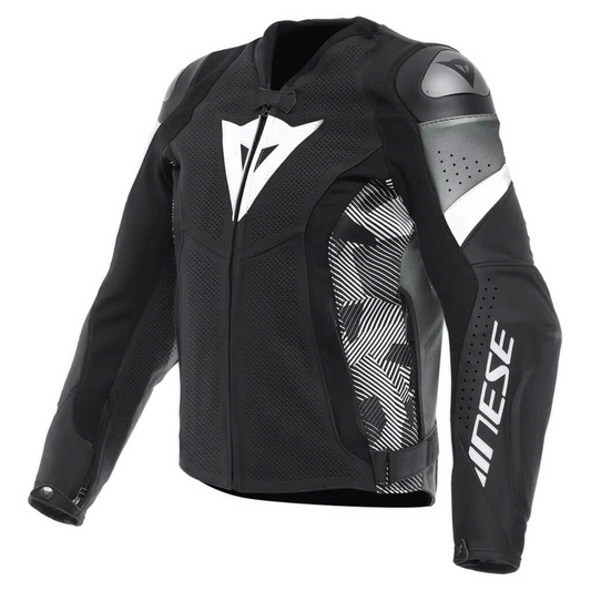 DAINESE AVRO 5 PERF LEATHER JACKET - BLACK/WHITE/ANTHRACITE