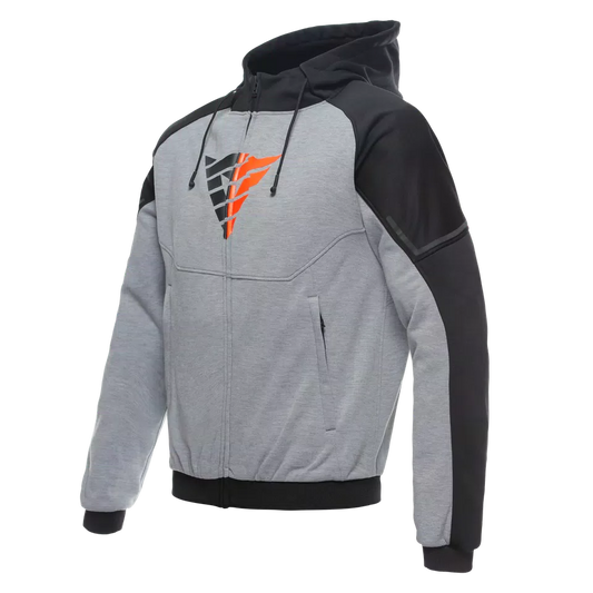 DAINESE DAEMON-X SAFETY FULLZIP HOODIE - MELANGE-GRAY/BLACK/FLUO-RED
