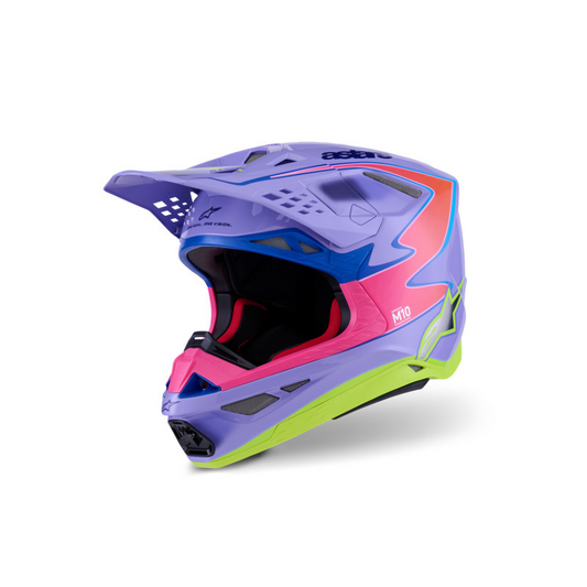 ALPINESTARS 2026 SUPERTECH S-M10 JETT LAWRENCE R01 HELMET - PURPLE PINK FLURO YELLOW GLOSSY