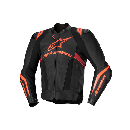 ALPINESTARS MISSILE V3 IGNITION LEATHER JACKET - BLACK/FLURO RED