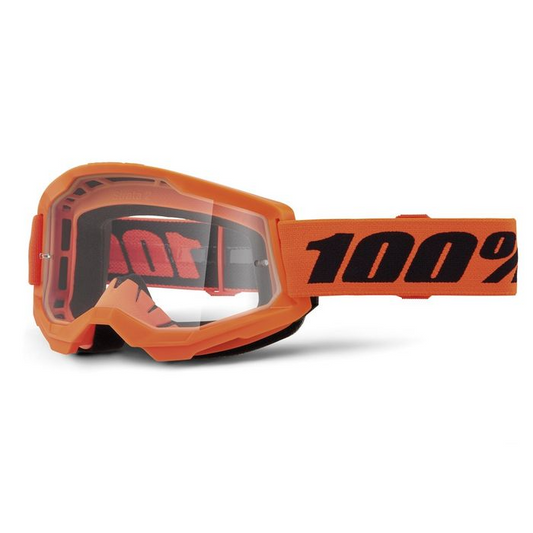 100% STRATA 2 JUNIOR GOGGLES - NEON ORANGE CLEAR LENS