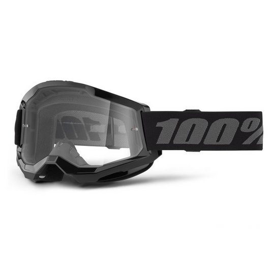 100% STRATA 2 JUNIOR GOGGLES - BLACK CLEAR LENS