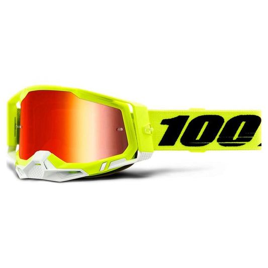 100% RACECRAFT 2 YELLOW GOGGLE - RED MIRROR LENS