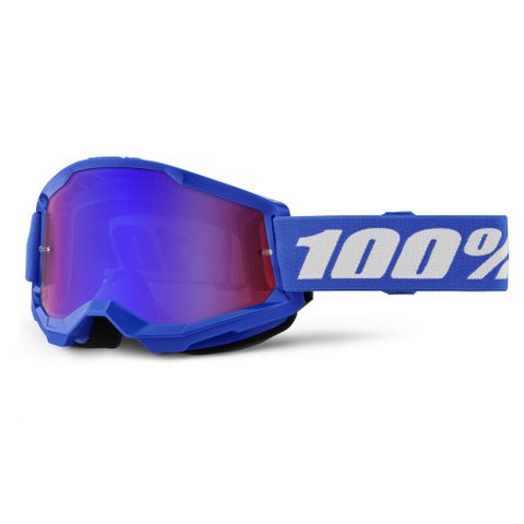 100% STRATA 2 JUNIOR GOGGLES - BLUE FLASH SILVER LENS