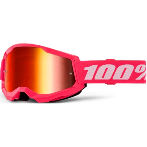100% STRATA 2 GOGGLES - PINK MIRROR RED LENS