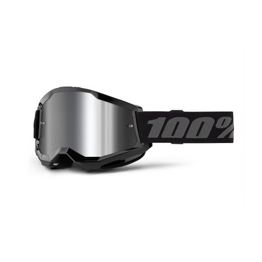 100% STRATA 2 JUNIOR GOGGLES - BLACK MIRROR SILVER LENS