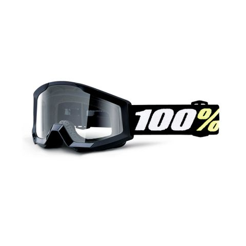 100% STRATA MINI GOGGLES - BLACK CLEAR LENS