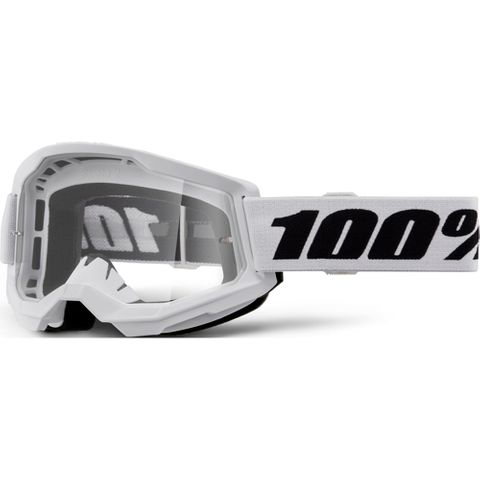 100% STRATA 2 JUNIOR GOGGLES - WHITE CLEAR LENS
