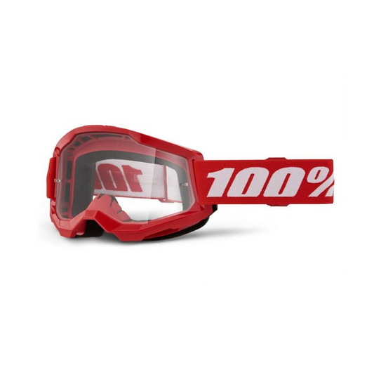 100% STRATA 2 JUNIOR GOGGLES - RED CLEAR LENS