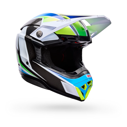 BELL 2026 MOTO-10 SPHERICAL GRID HELMET - WHITE/BLUE