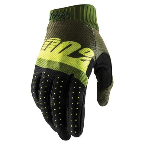 100% RIDEFIT GLOVES - ARMY GREEN/FLUO LIME - Cully's Yamaha