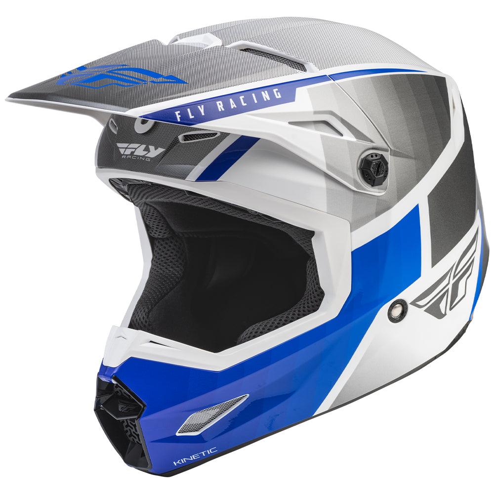 FLY KINETIC DRIFT HELMET - BLUE/CHARCOAL/WHITE MCLEOD ACCESSORIES (P) sold by Cully's Yamaha
