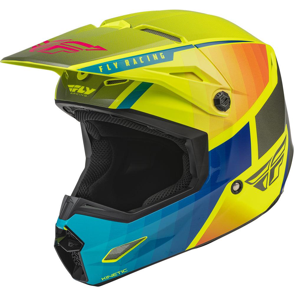 FLY KINETIC DRIFT HELMET - BLUE/HI-VIS/CHARCOAL MCLEOD ACCESSORIES (P) sold by Cully's Yamaha