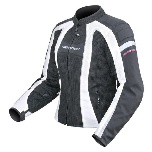 DRIRIDER AIRSTREAM LADIES JACKET - BLACK/WHITE MCLEOD ACCESSORIES (P) sold by Cully's Yamaha