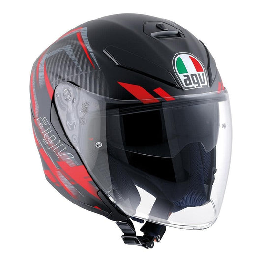 AGV K-5 JET HELMET- URBAN HUNTER BLACK/ RED G P WHOLESALE sold by Cully's Yamaha