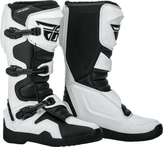 FLY 2023 MAVERIK BOOTS - WHITE/BLACK MCLEOD ACCESSORIES (P) sold by Cully's Yamaha