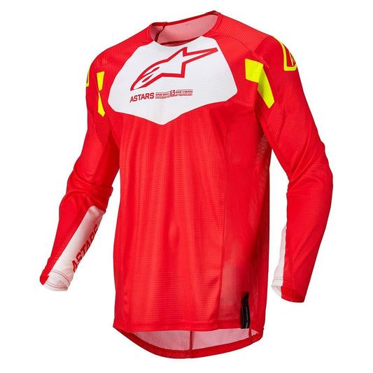 ALPINESTARS TECHSTAR FACTORY JERSEY 2022 - FLUO RED/WHITE/FLUO YELLOW MONZA IMPORTS sold by Cully's Yamaha