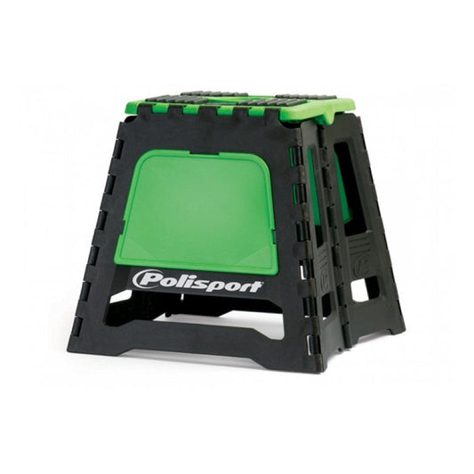 POLISPORT FOLDING PIT STAND - BLACK/GREEN G P WHOLESALE sold by Cully's Yamaha