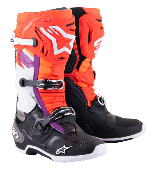 ALPINESTARS 2023 TECH 10 (MY20) BOOTS - BLACK RED FLUO ORANGE FLUO WHITE MONZA IMPORTS sold by Cully's Yamaha