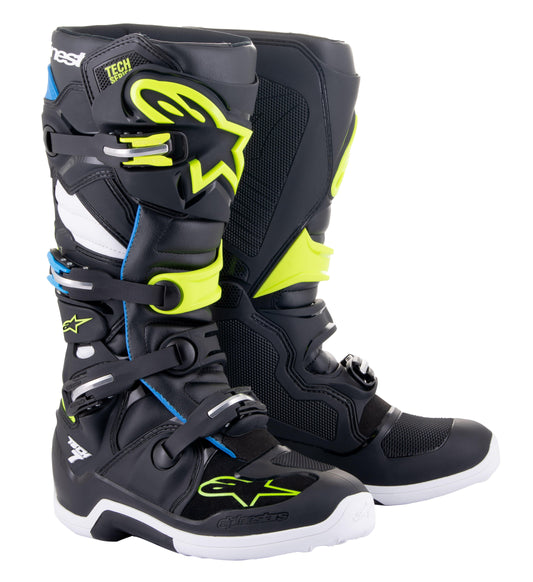 ALPINESTARS 2023 TECH 7 (MY14) BOOTS - BLACK ENAMEL BLUE YELLOW FLUO MONZA IMPORTS sold by Cully's Yamaha