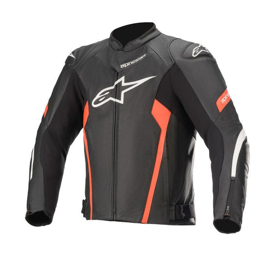 ALPINESTARS FASTER V2 AIRFLOW LEATHER JACKET - BLACK/FLUO RED MONZA IMPORTS sold by Cully's Yamaha
