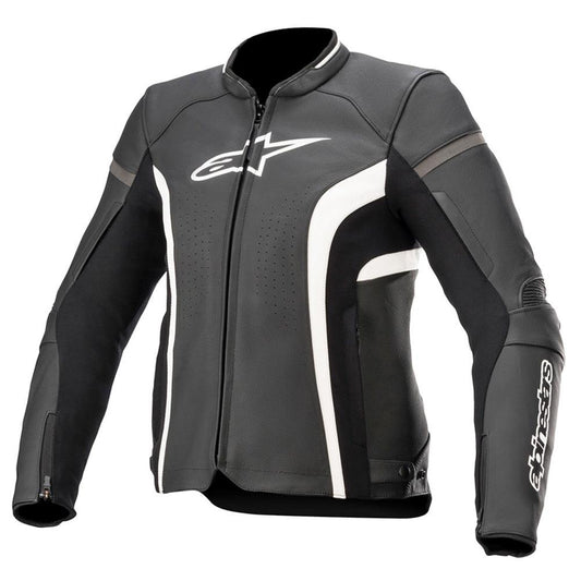 ALPINESTARS WOMEN KIRA V2 LEATHER JACKET - BLACK/WHITE MONZA IMPORTS sold by Cully's Yamaha