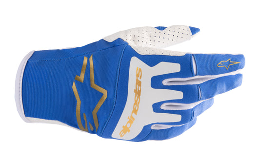 ALPINESTARS 2023 TECHSTAR GLOVES - UCLA BLUE BRUSHED GOLD