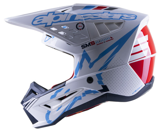 ALPINESTARS 2023 SM5 ACTION HELMET - GLOSS WHITE CYAN DARK BLUE MONZA IMPORTS sold by Cully's Yamaha
