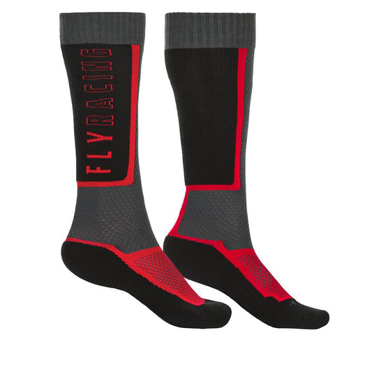 FLY MX SOCKS THIN - BLACK/GREY/RED MCLEOD ACCESSORIES (P) sold by Cully's Yamaha