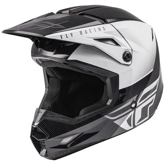 FLY KINETIC STRAIGHT EDGE YOUTH HELMET - BLACK/WHITE MCLEOD ACCESSORIES (P) sold by Cully's Yamaha