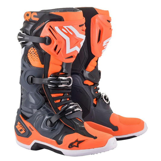 ALPINESTARS TECH 10 (MY20) BOOTS - COOL GREY/ORANGE FLUO MONZA IMPORTS sold by Cully's Yamaha