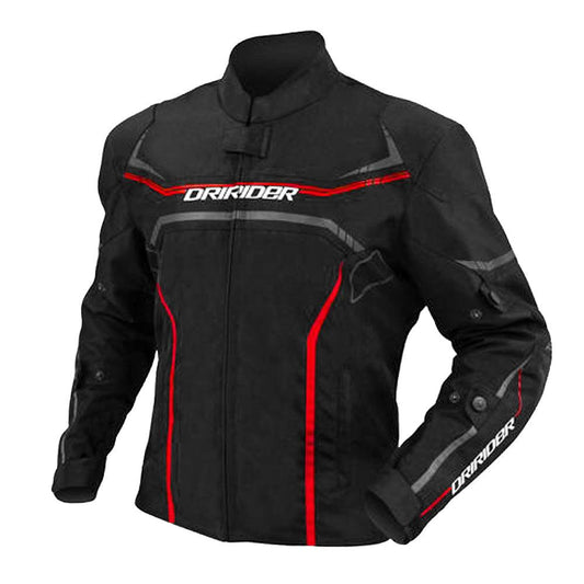 DRIRIDER ORIGIN JACKET - BLACK/RED MCLEOD ACCESSORIES (P) sold by Cully's Yamaha