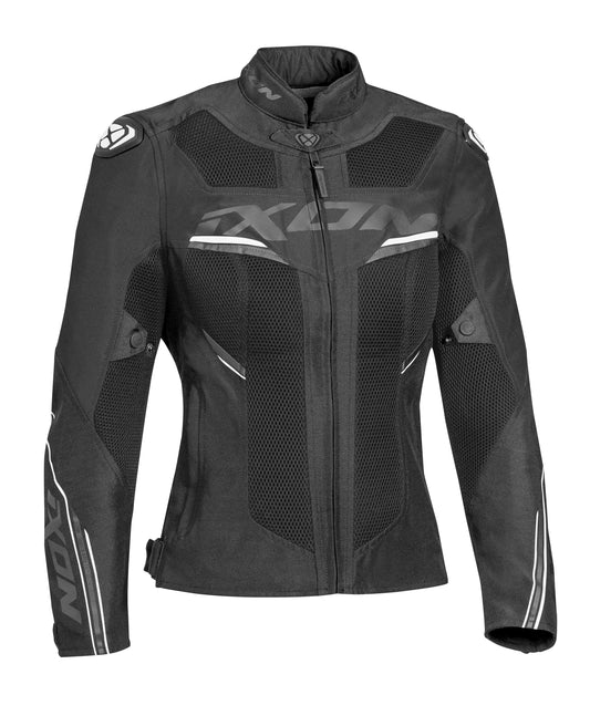 IXON DRACO LADY JACKET - BLACK/WHITE CASSONS PTY LTD sold by Cully's Yamaha