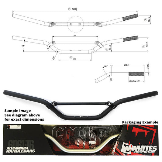 WHITES HANDLEBAR 7/8 (22.2MM)AL6061 BLK YZ/WR125/250/450 04