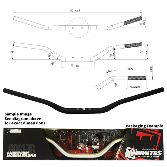WHITES HANDLEBAR TAPER AL6061 BLK CR HIGH 1\"1/8 (28.6mm)