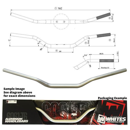 WHITES HANDLEBAR TAPER AL6061 SIL CR HIGH 1\"1/8 (28.6mm)