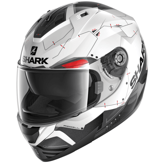SHARK RIDILL MECCA HELMET - WHITE/BLACK/RED FICEDA ACCESSORIES sold by Cully's Yamaha